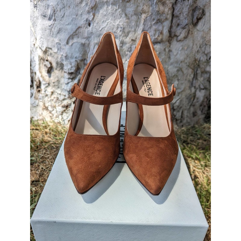 NIB L'Agence Madeline Mary Jane Heels- Brown Buckskin Suede Leather 38.5 (8)
